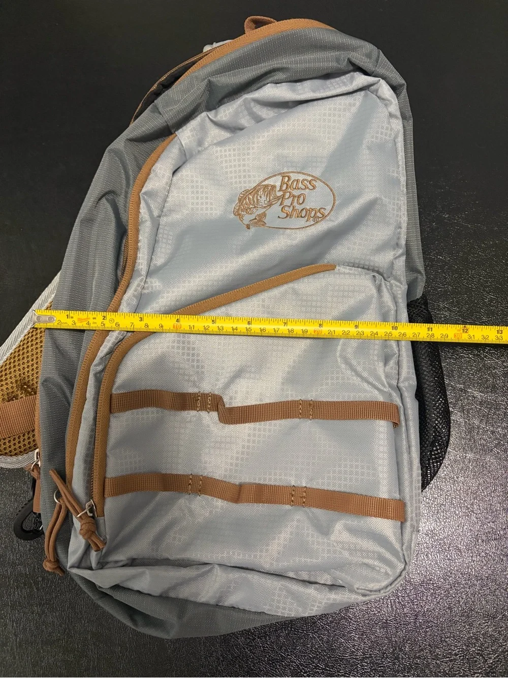 Bass Pro Shops Gray Sling Backpack with Tan Accents